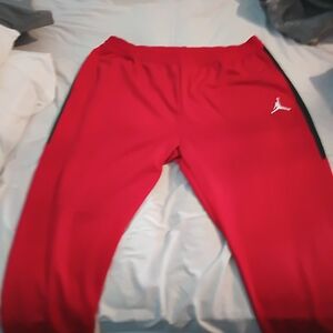 Jordan Men's Red Joggers with Black Accents